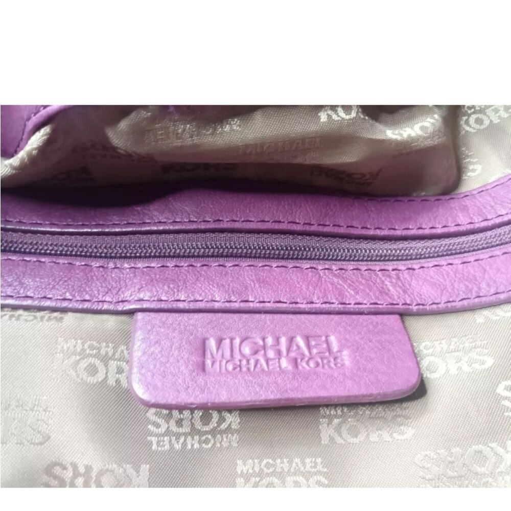 Michael Kors Plum Leather Satchel Handbag Large - Picture 9 of 10